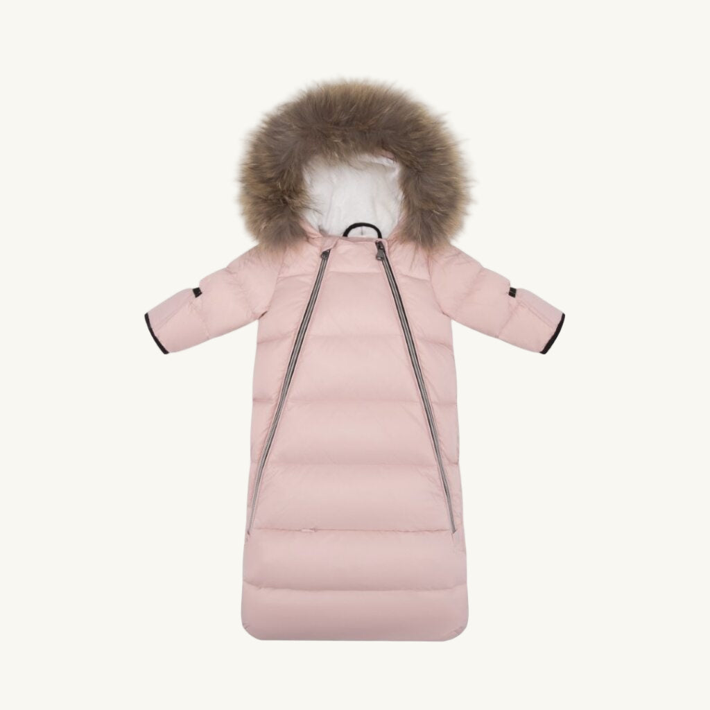 Down Fur Snowsuit Baby Pink