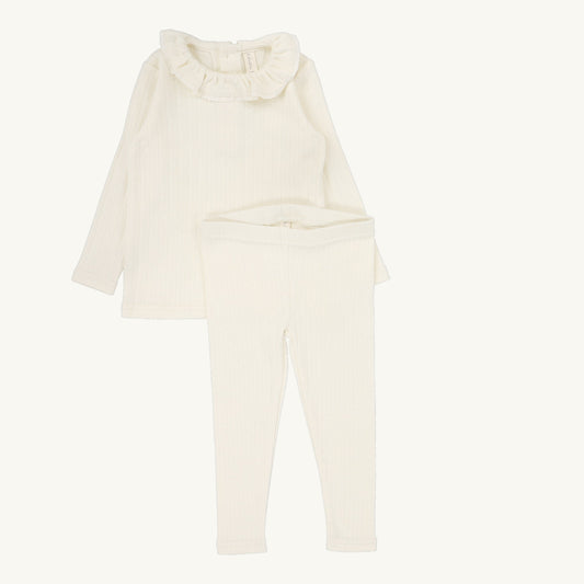 Fine Pointelle Collar Set  Cream Ruffle