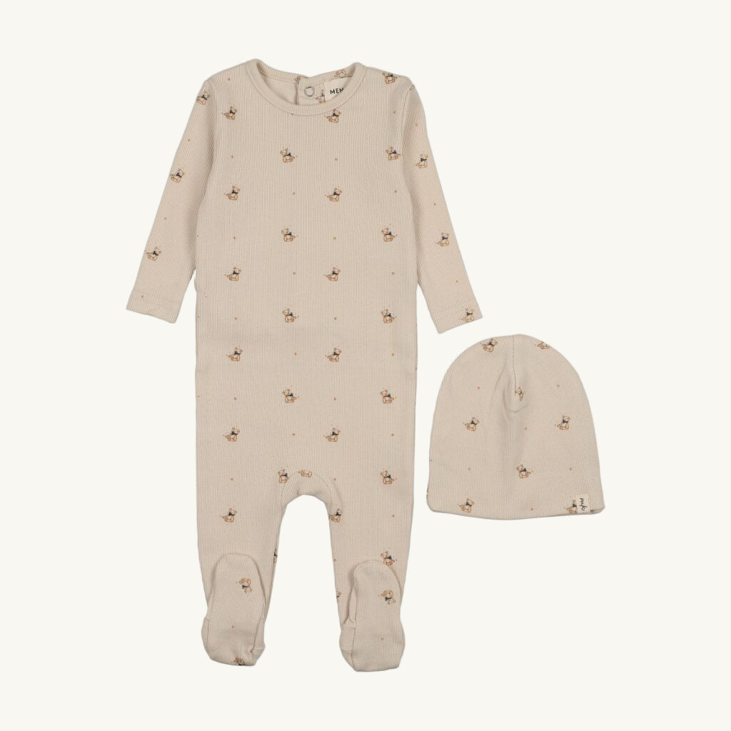 Teddy Bear Print Footie set