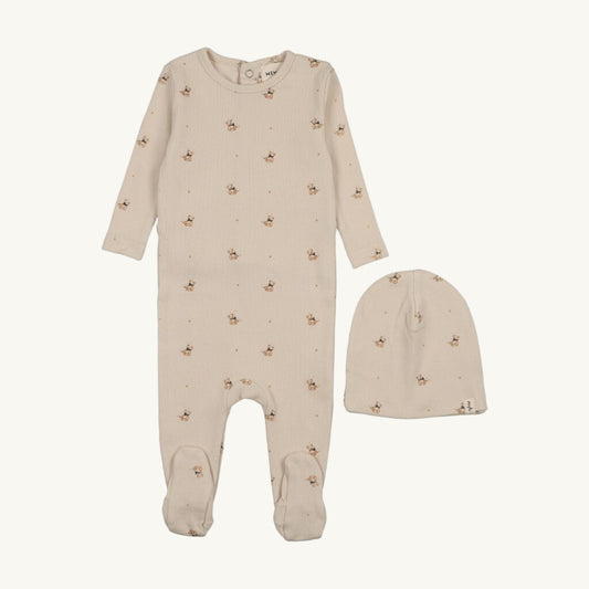 Teddy Bear Print Footie set