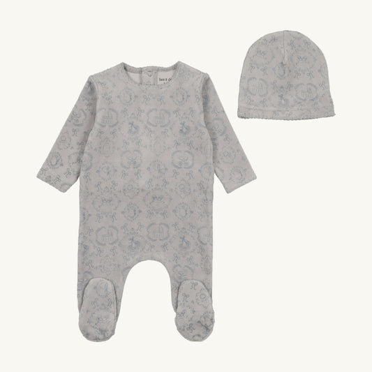 Babyland Toile Footie/Beanie-Blue Cloud