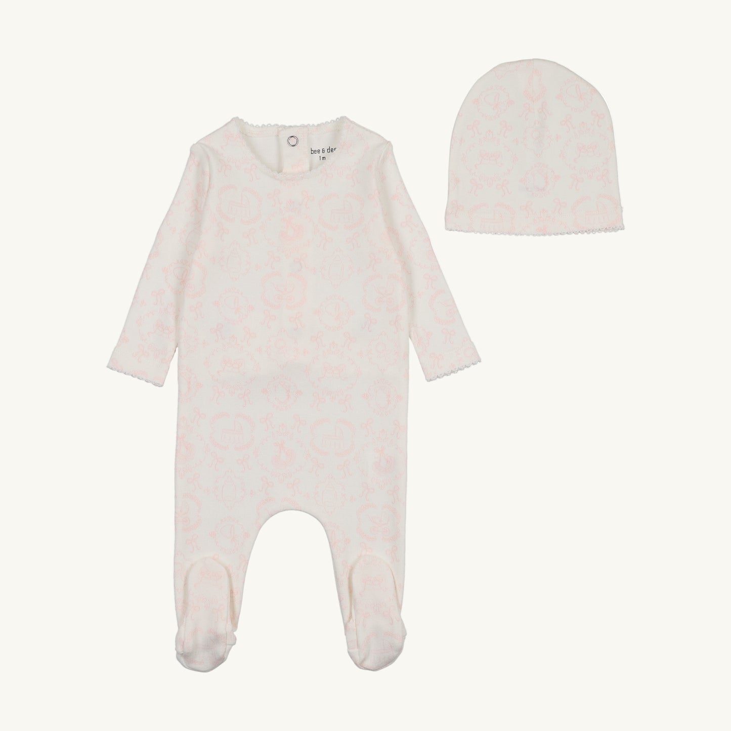 Babyland Toile Footie/Beanie-Ivory Girls
