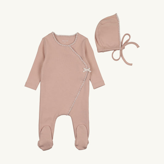 Beau Bow Footie/Bonnet-Rose Dust
