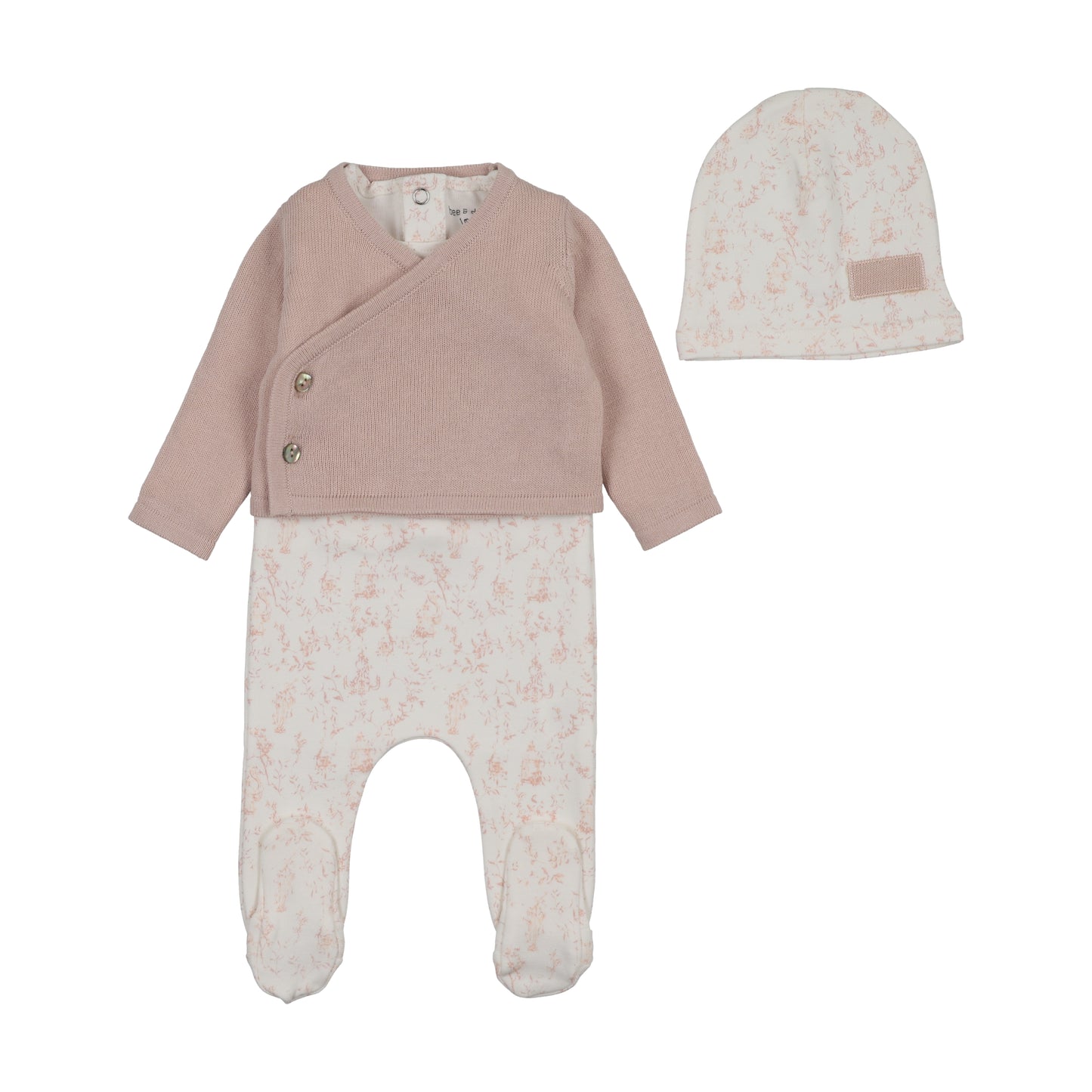 Footie with Cardigan Boutique Birdcage Toile