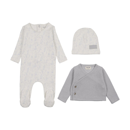 Footie with Cardigan Boutique Birdcage Toile