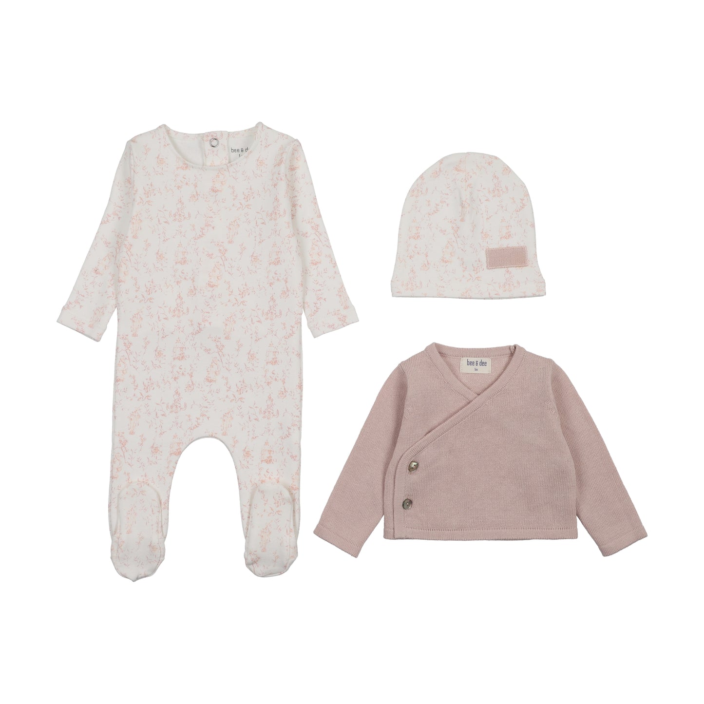 Footie with Cardigan Boutique Birdcage Toile