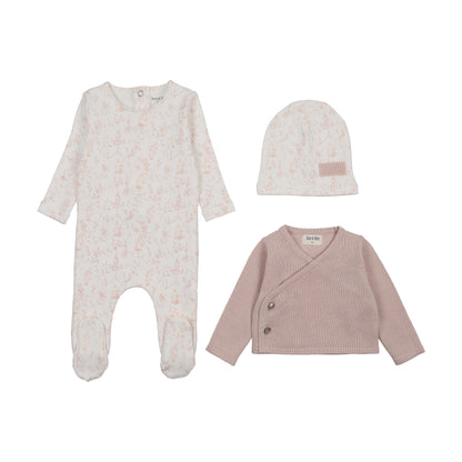 Footie with Cardigan Boutique Birdcage Toile
