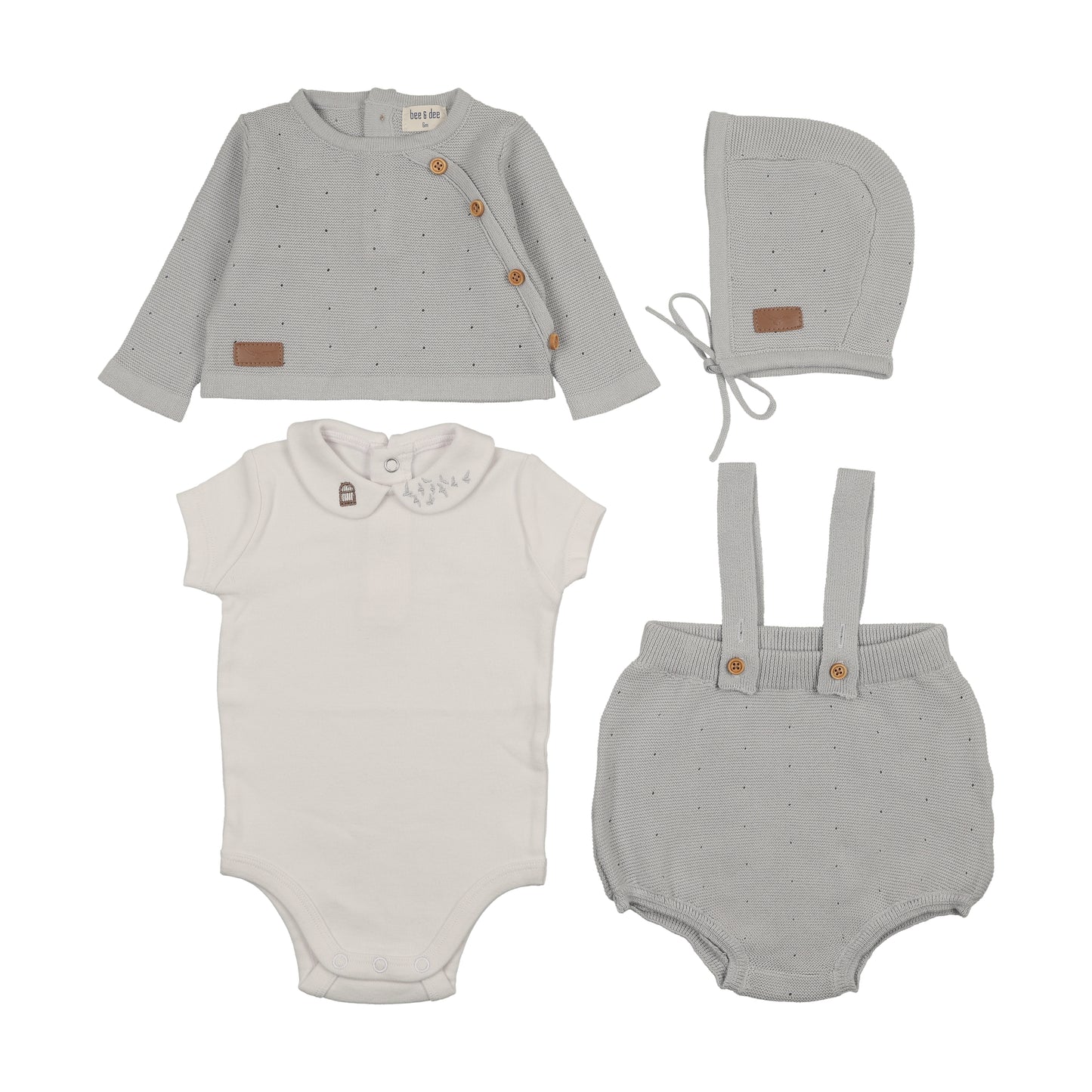 Outfit Set with Onesie Leather Tab Knit
