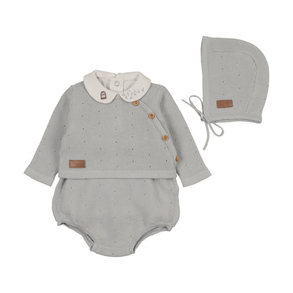 Outfit Set with Onesie Leather Tab Knit