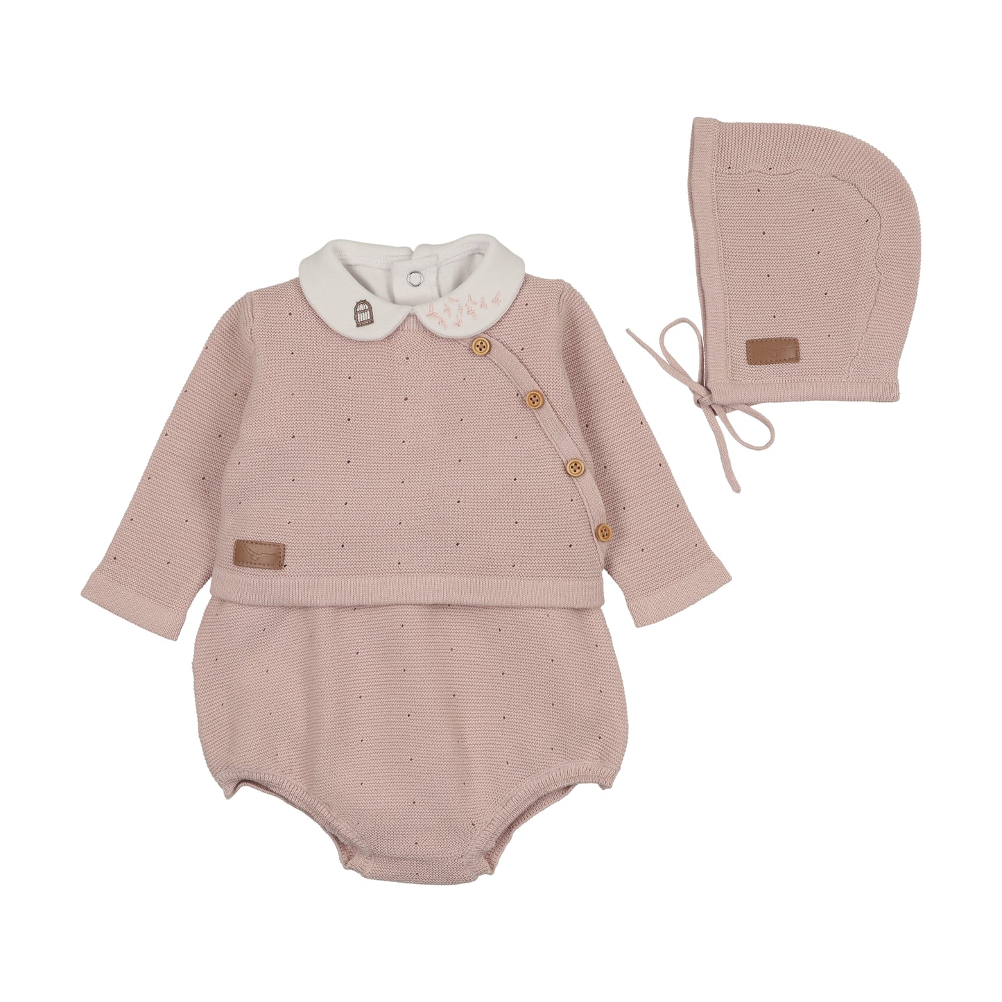 Outfit Set with Onesie Leather Tab Knit