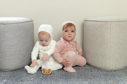 Crochette Velour Footie-Champagne Pink
