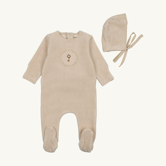 Crochette Velour Footie-Coffee