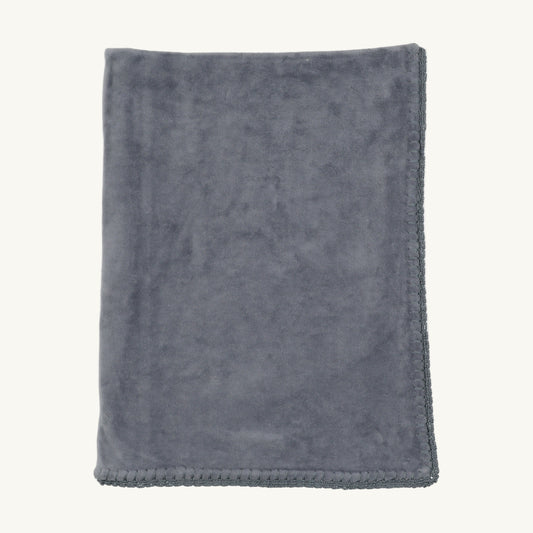 Crochette Velour Blanket-Hydrangea Blue