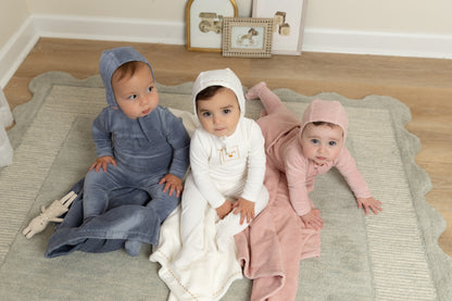 Cute As A Button Footie/Bonnet-Satin Pink
