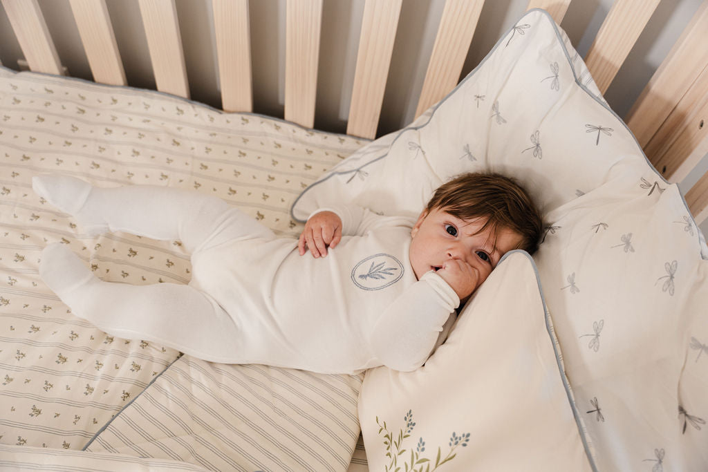 Velour Center Floral Ivory/blue Footie Set