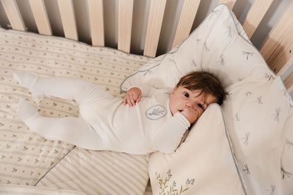 Velour Center Floral Ivory/blue Footie Set