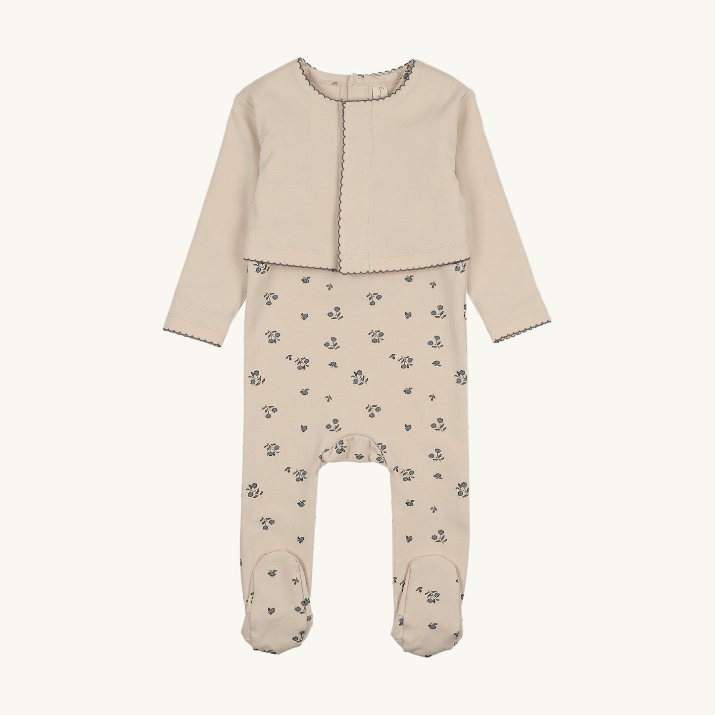 Blue Bud Cardigan  Footie