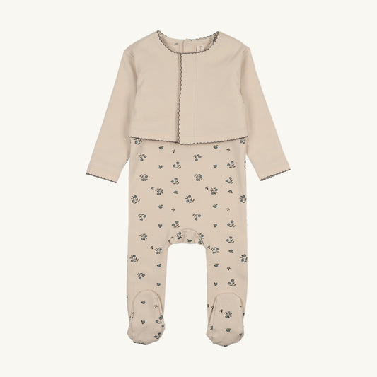 Blue Bud Cardigan  Footie