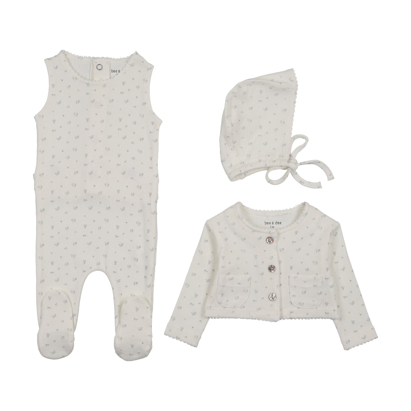 Footie Set with Cardigan Floral Print