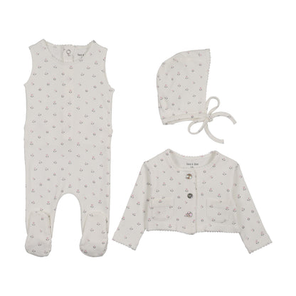 Footie Set with Cardigan Floral Print