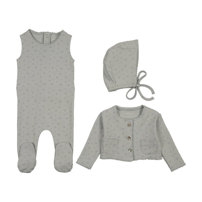 Footie Set with Cardigan Floral Print