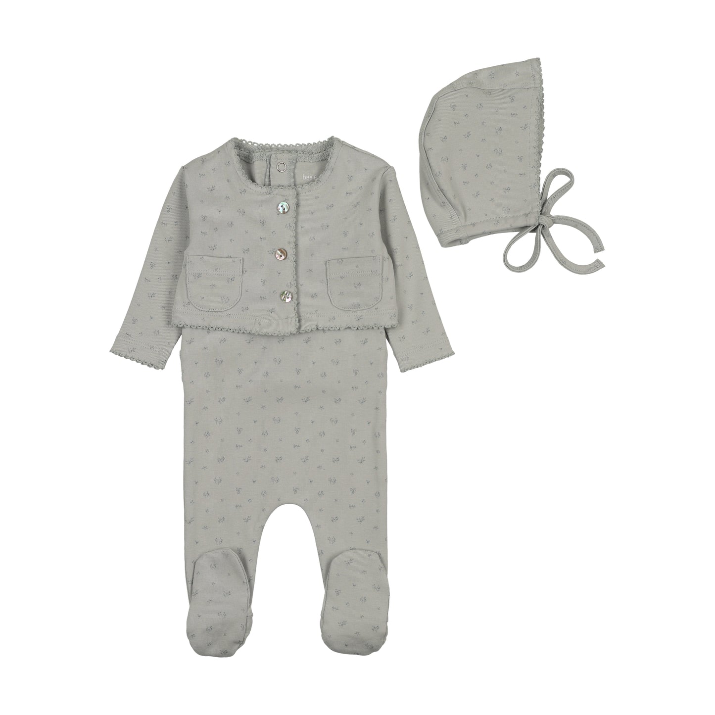 Footie Set with Cardigan Floral Print