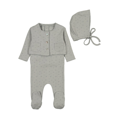Footie Set with Cardigan Floral Print