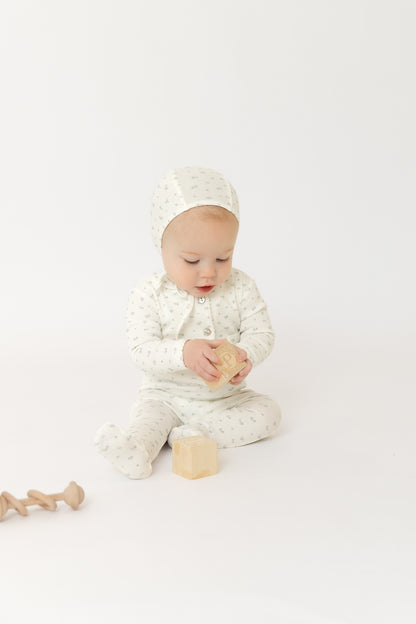 Footie Set with Cardigan Floral Print