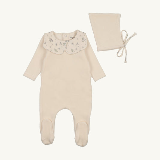 Floret Footie/Bonnet-Cream Puff Boys
