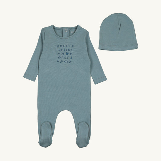I Love You Footie/Bonnet-Deep Marine