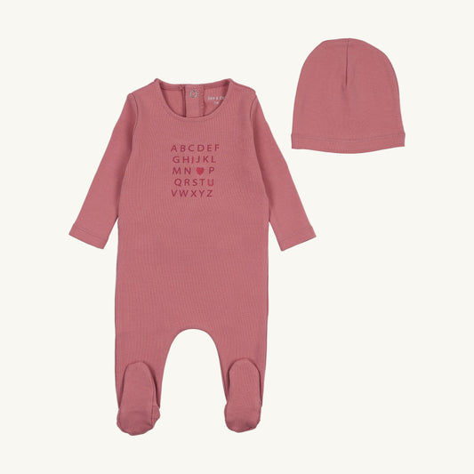 I Love You Footie/Bonnet-Rasberry