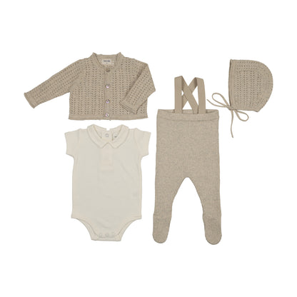 Cardigan Set Knit Ensemble Wrap with Hat