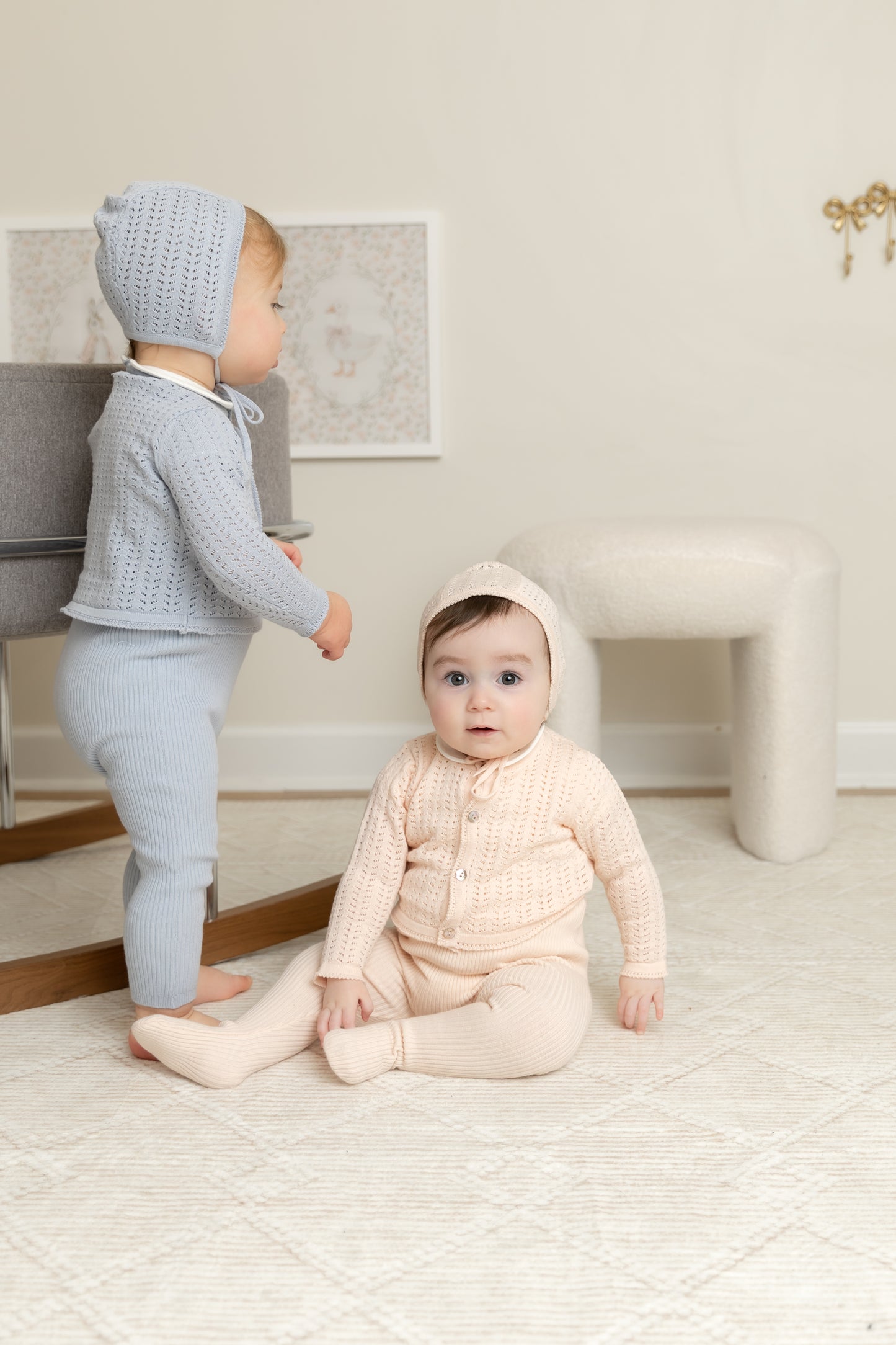 Cardigan Set Knit Ensemble Wrap with Hat