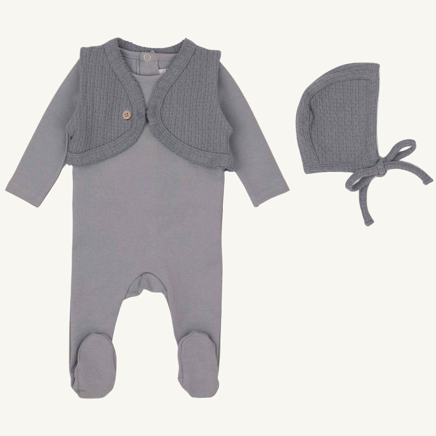 Boys Knit Vest Footie Set