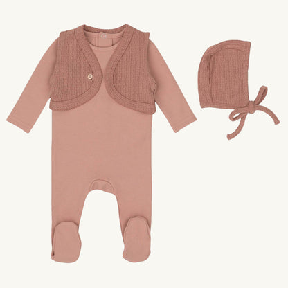 Girls Knit Vest Footie Set
