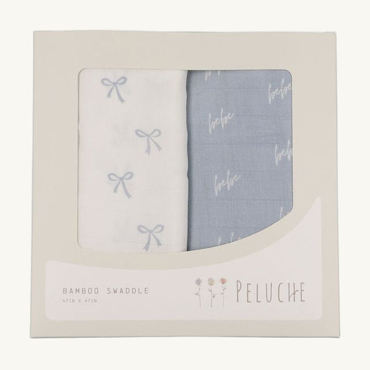 Bebe Bow 2 Pack Swaddle-Blue