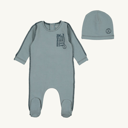 Little Imprint Footie/Beanie-Antique Blue