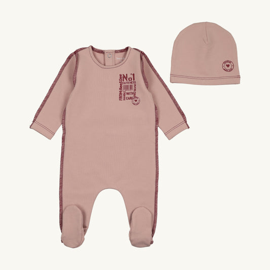 Little Imprint Footie/Beanie-Tea Rose