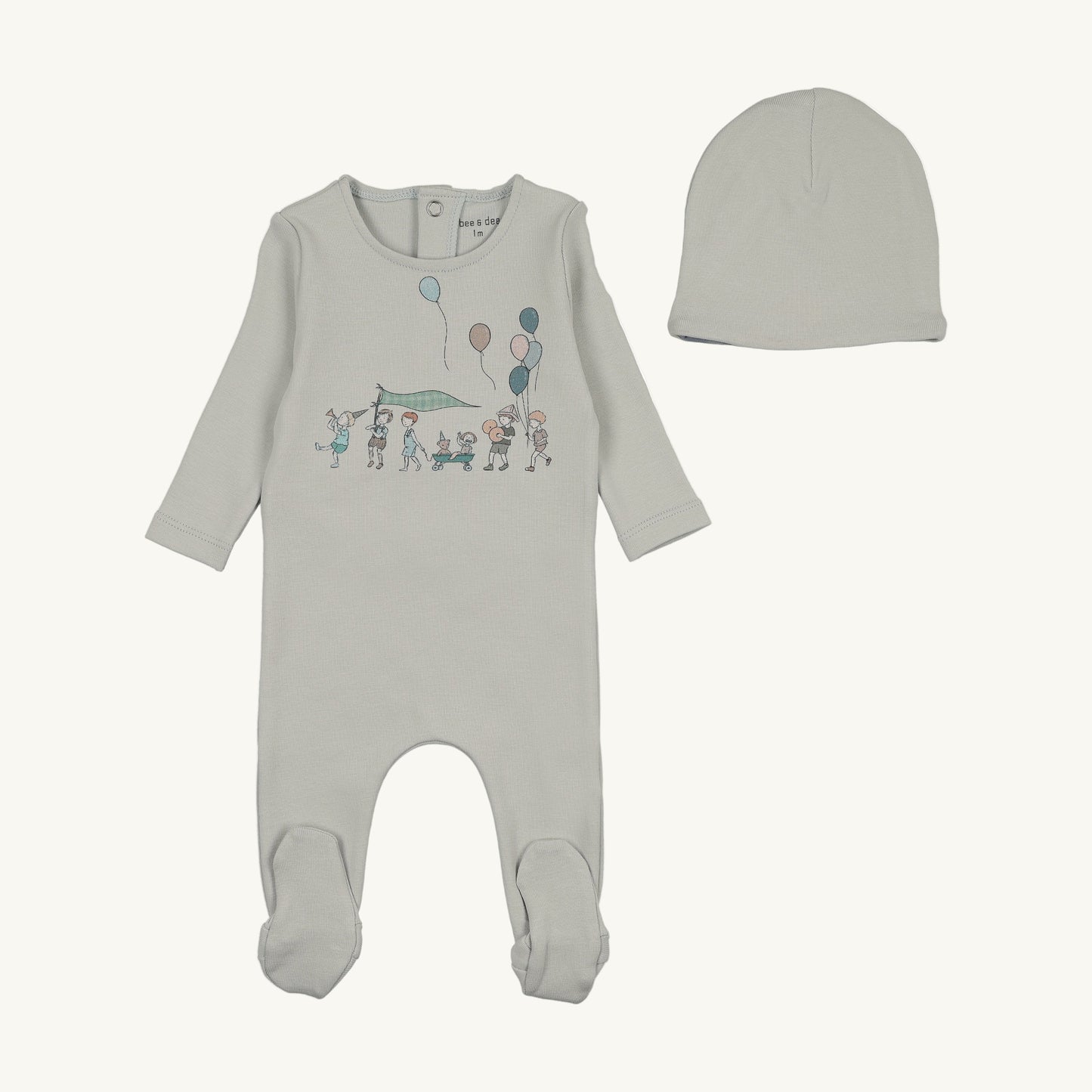 Little Tot Parade Footie/Bonnet-Blue Mist