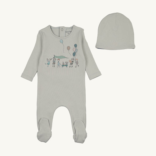 Little Tot Parade Footie/Bonnet-Blue Mist