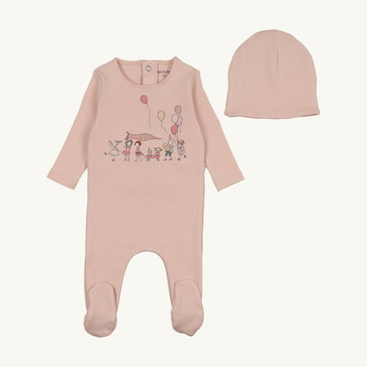 Little Tot Parade Footie/Bonnet-Coral Pink