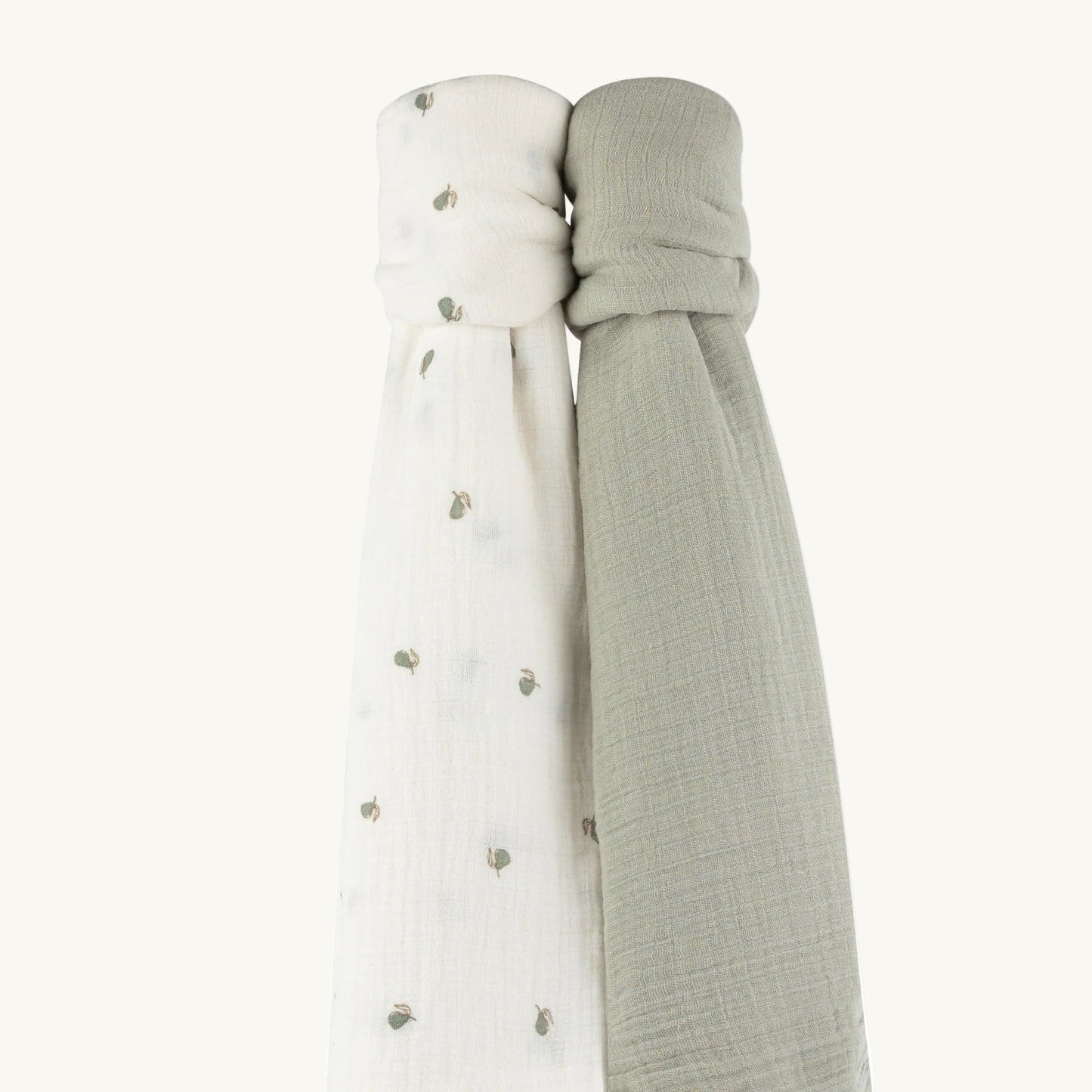 2 Pack Muslin Swaddles - Sage pear and sage solid