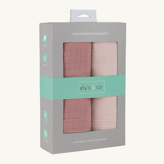 2 Pack - Pink Muslin Cranberry and Dusty Pink