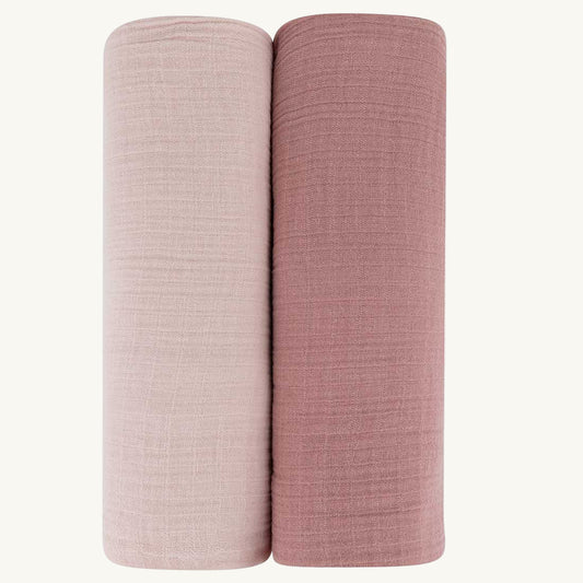 2 Pack - Pink Muslin Cranberry and Dusty Pink