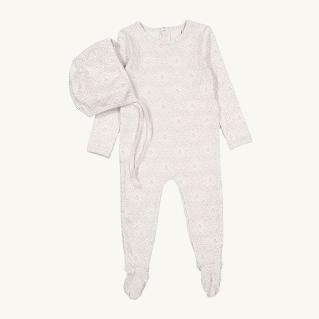 Rose Damask Footie and Hat