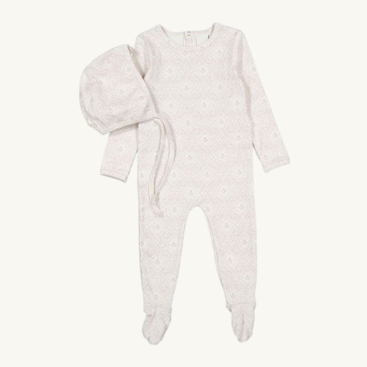 Rose Damask Footie and Hat