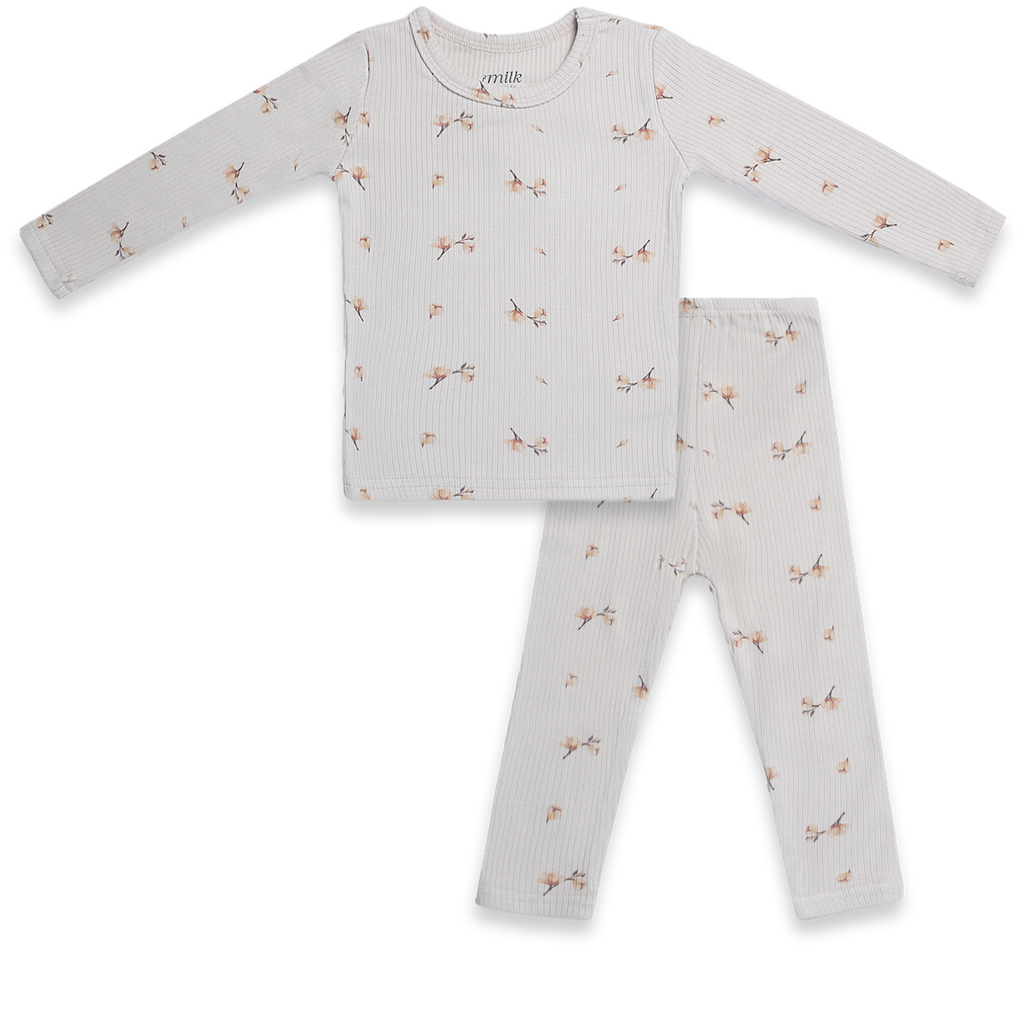 Ribbed Set and Hat Blossom Oat