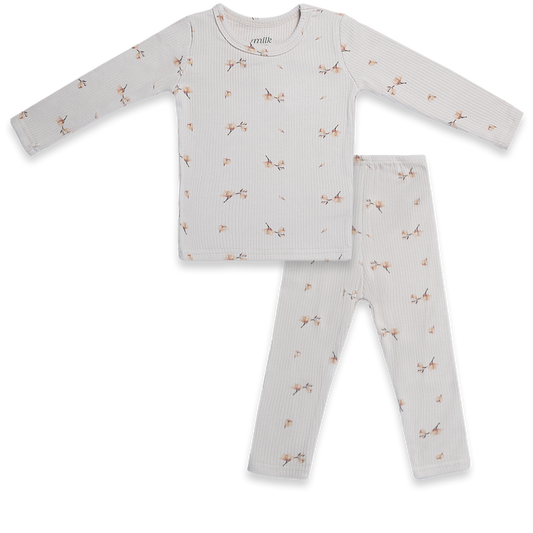 Ribbed Set and Hat Blossom Oat