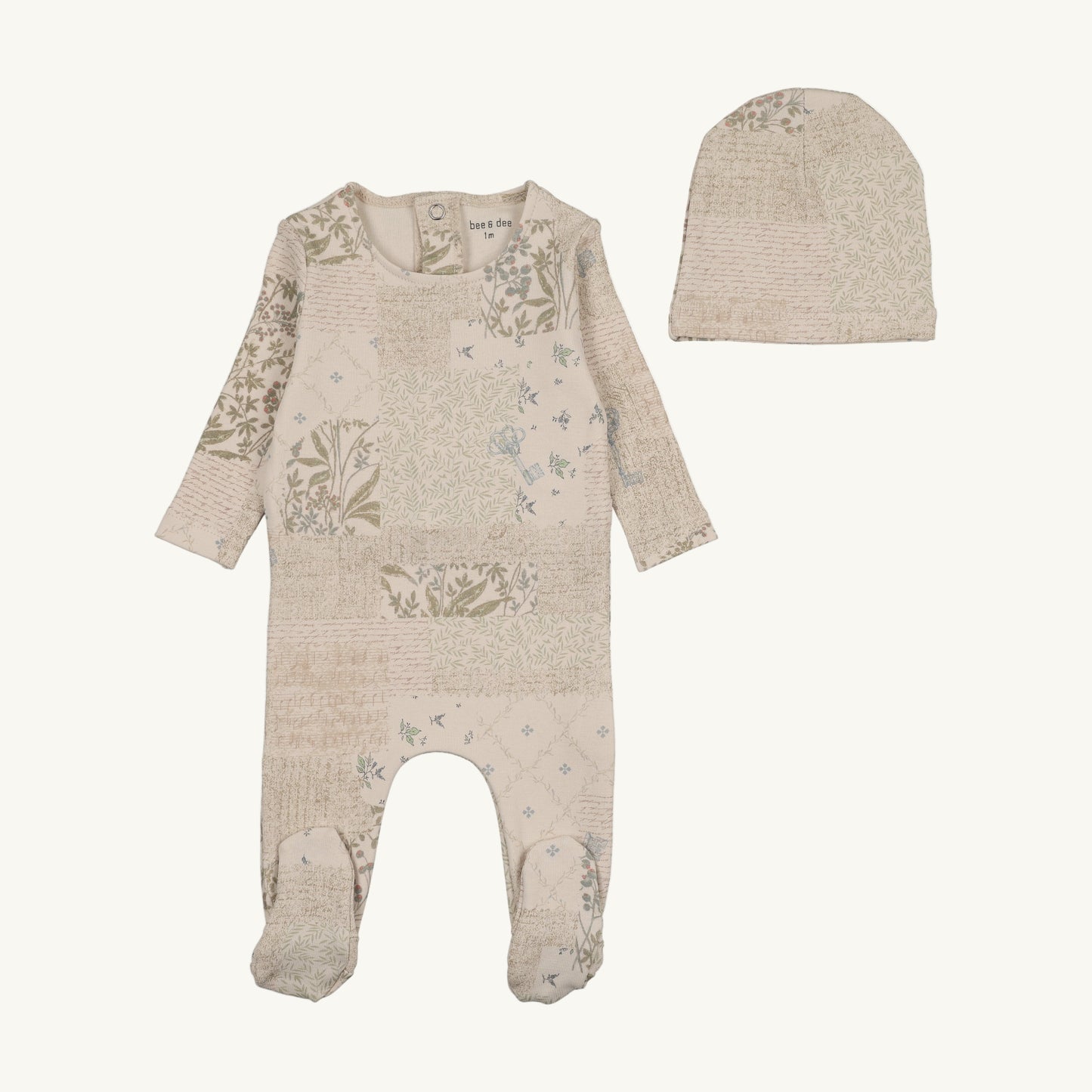 Organic Paper Print Footie/Beanie-Boys Print
