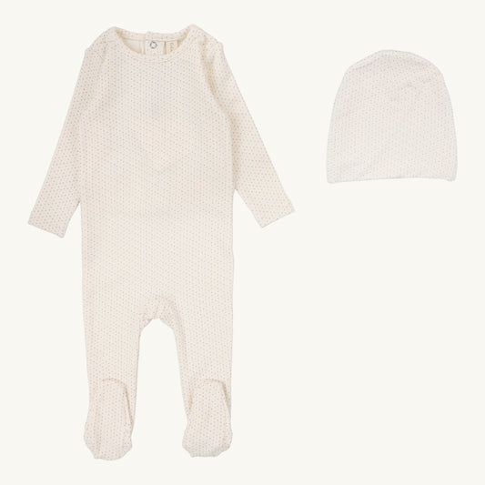 Dotted Footie Set Cream/Pink